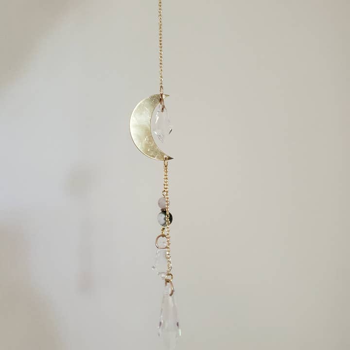 Zoerb & Co - Wholesale Suncatcher - Suncatcher Moon Mobile | Brass and Tree Agate3