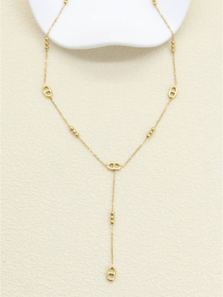 Marine loop necklace Y design in stainless steel for wholesale by BELLISSIMA BIJOUX