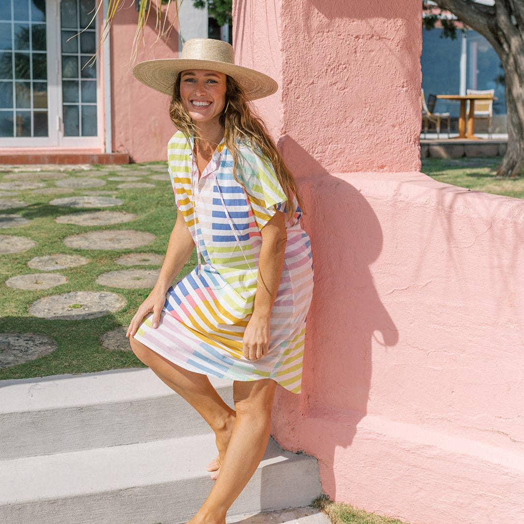 Sunshine Tienda - Wholesale Dress - Women's - Colorful Stripe Cove Cover-Up0
