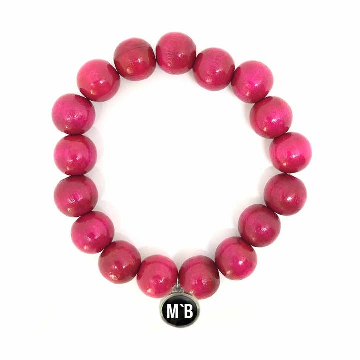 Pulseira Escapulario de Madeira Rosa Mo`Beads por atacado de Escapulario