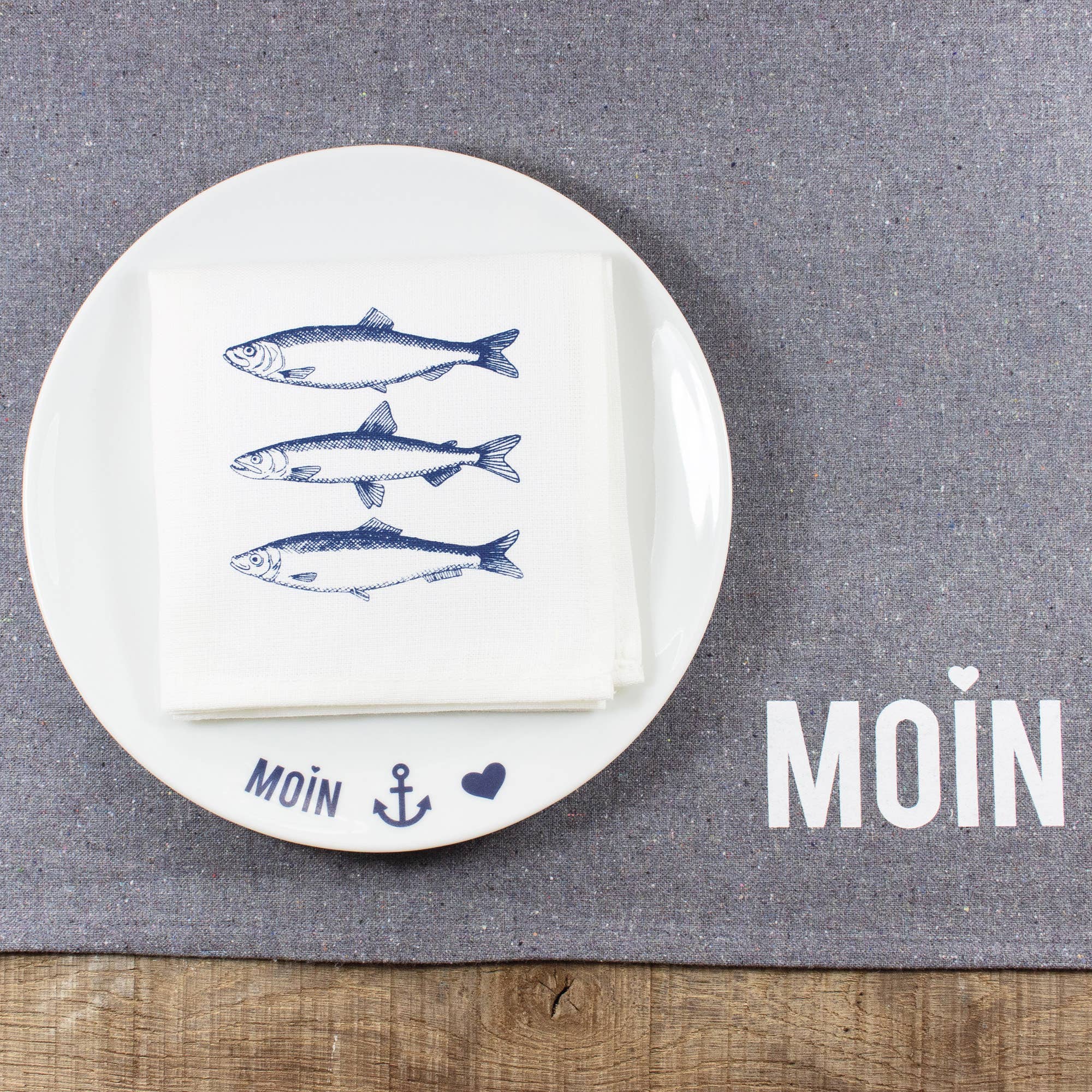 Bow & Hummingbird - Vendita all'ingrosso Tovagliette - Tovaglietta marittima Moin in cotone riciclato5