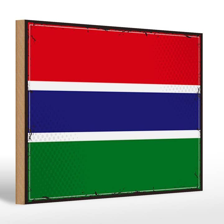 Vintage Flag of the Gambia Wooden Sign 30x20cm for wholesale by Femer