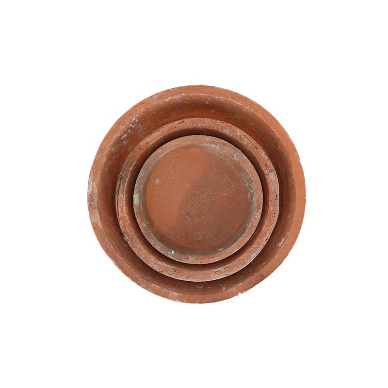 Esschert Design USA - Wholesale Plant Pot - Aged Terracotta Set of 3 Round Saucers for AT013