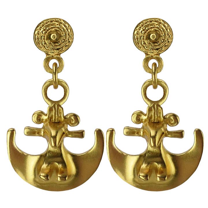 Fugl på Halvmåne 24k GP Hængeøreringe for engroshandel hos Across The Puddle