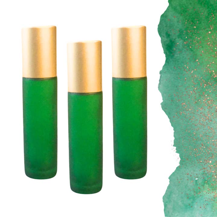 Essential Wellness - Body, Mind, Spirit - Wholesale Essential oil roll-on - FROSTED GREEN Roller Bottle 10/5ml - Choice of Cap & Roller