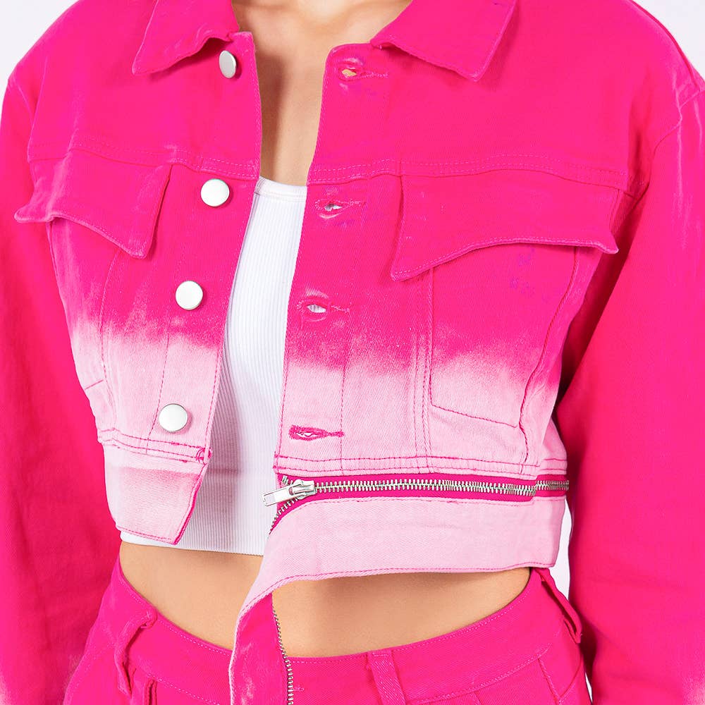 American Bazi – wholesale Jacka - Dam – OMBRE TVÄTTAD DRAGKEDJA TRIM JACKOR-RJK92555