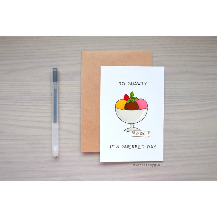 Sherbet Day Greeting Card for wholesale by Lettersbygio