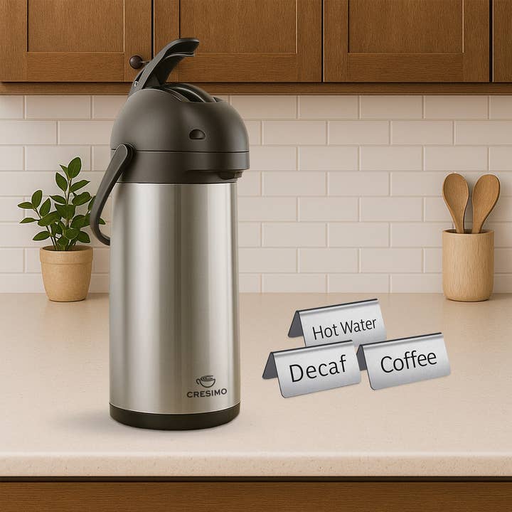 Cresimo 3L Airpot with Beverage Tags - Coffee Carafe for wholesale by Cresimo