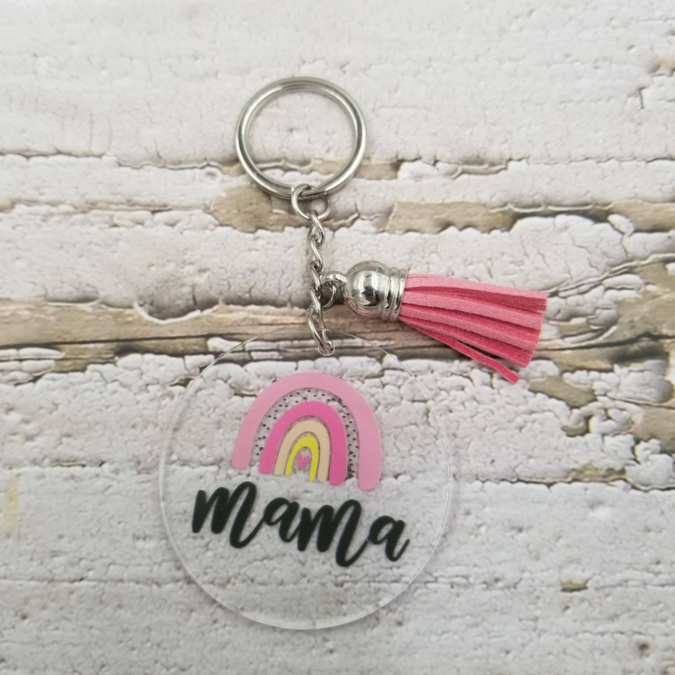 Treasure Wholesale – wholesale Keychain – Women's – Rainbow MAMA Tassel Keychain - Mother's Day Gift1