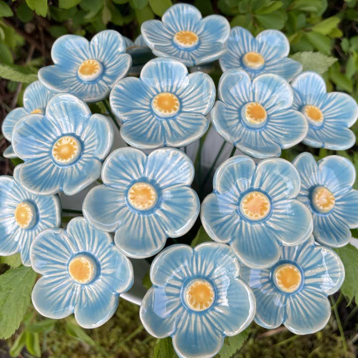 Keramik blomma i Akarp - Wholesale Garden/Lawn Stake - Ceramic Turquoise Plum blossoms,Plant stake