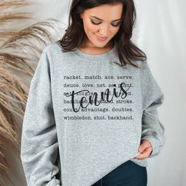 Tennis Words Fleece for wholesale by MidWest Tees