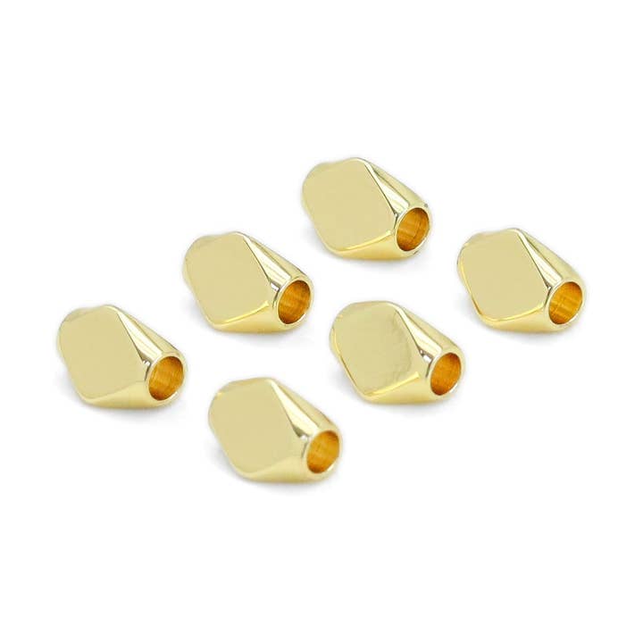 CZ Oval Faceted Tube Gold Spacer beads, Sku#JL189 for wholesale by BestBeads&Beyond