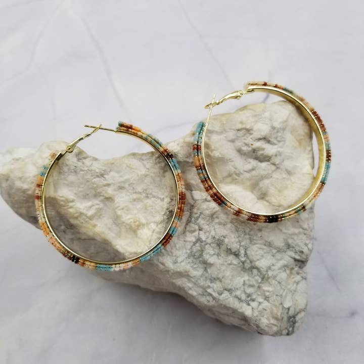 The Pretty Jewellery - Wholesale Hoop Earrings - Boho Cloth Print Hoop Earrings2