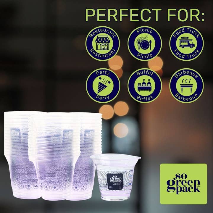 Sogreenpack – wholesale Porslin för engångsbruk – Miljövänliga komposterbara PLA 9 Oz engångskoppar 50 stycken