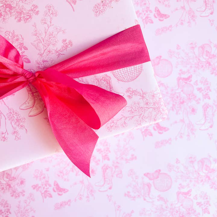 Rock Paper Scissors - Wholesale Wrapping Paper Roll - Pink Disco Cowgirl Toile Wrapping Paper - Roll of 3 Sheets2