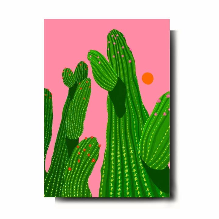 Emily Palmer Illustration - Wholesale Art Print - Illustrated Wall Art Print -  Pink Cactus0
