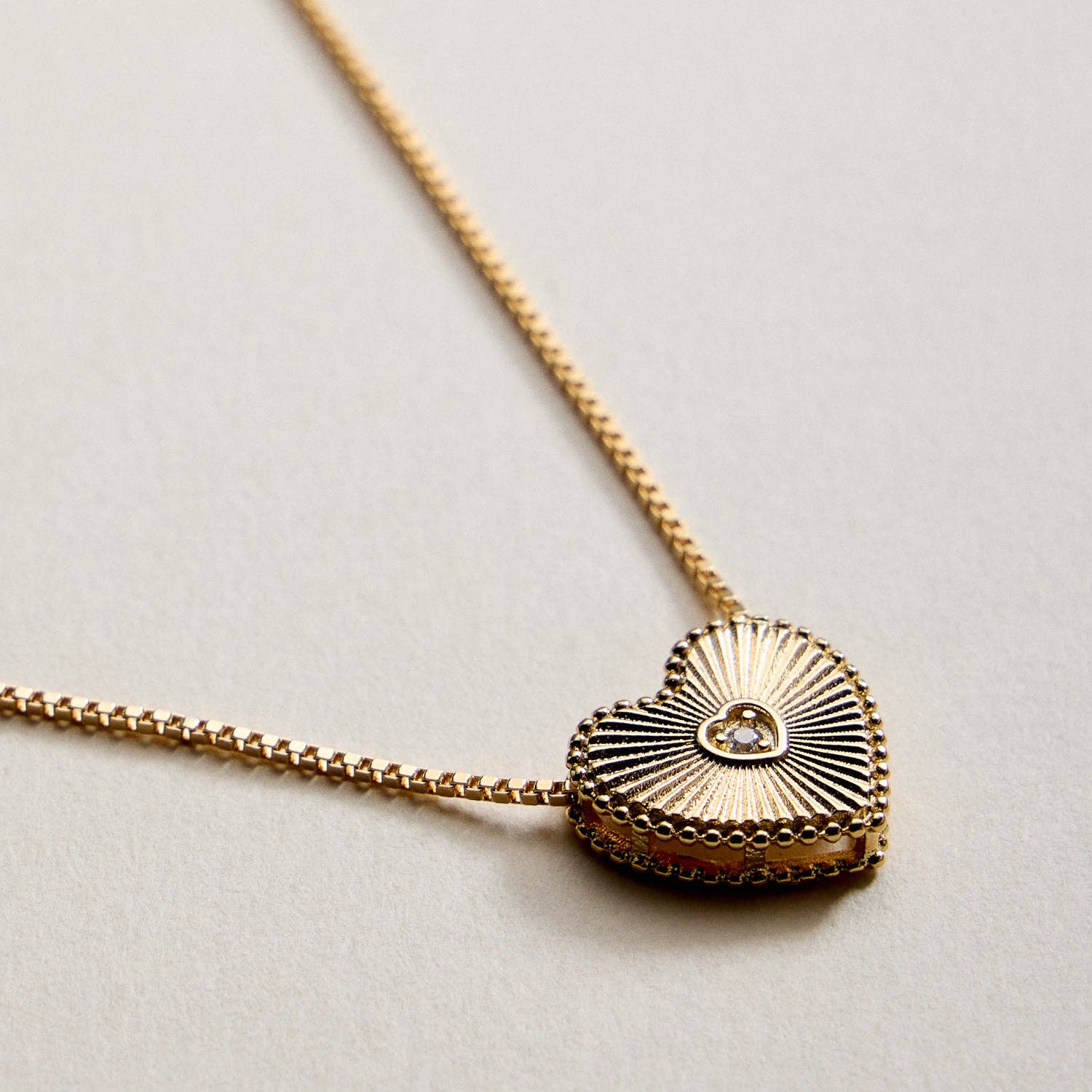 GD Gold Filled Heart Locket Necklace with Cubic Zirconia Accent for wholesale on Faire2