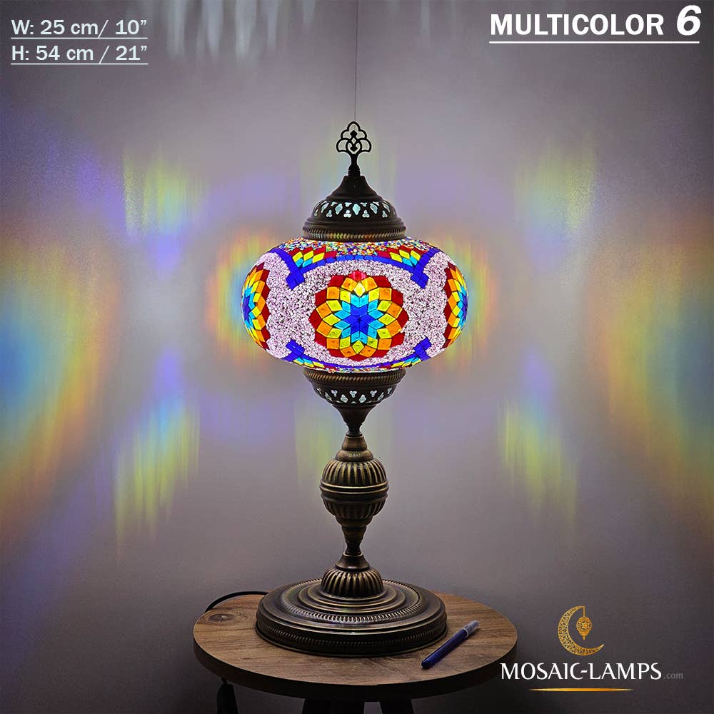Mosaic Lamps - Wholesale Accent/Desk Lamp - 10+ Colors - Turkish Mosaic X Large Globe Table Lamp, Marrak45
