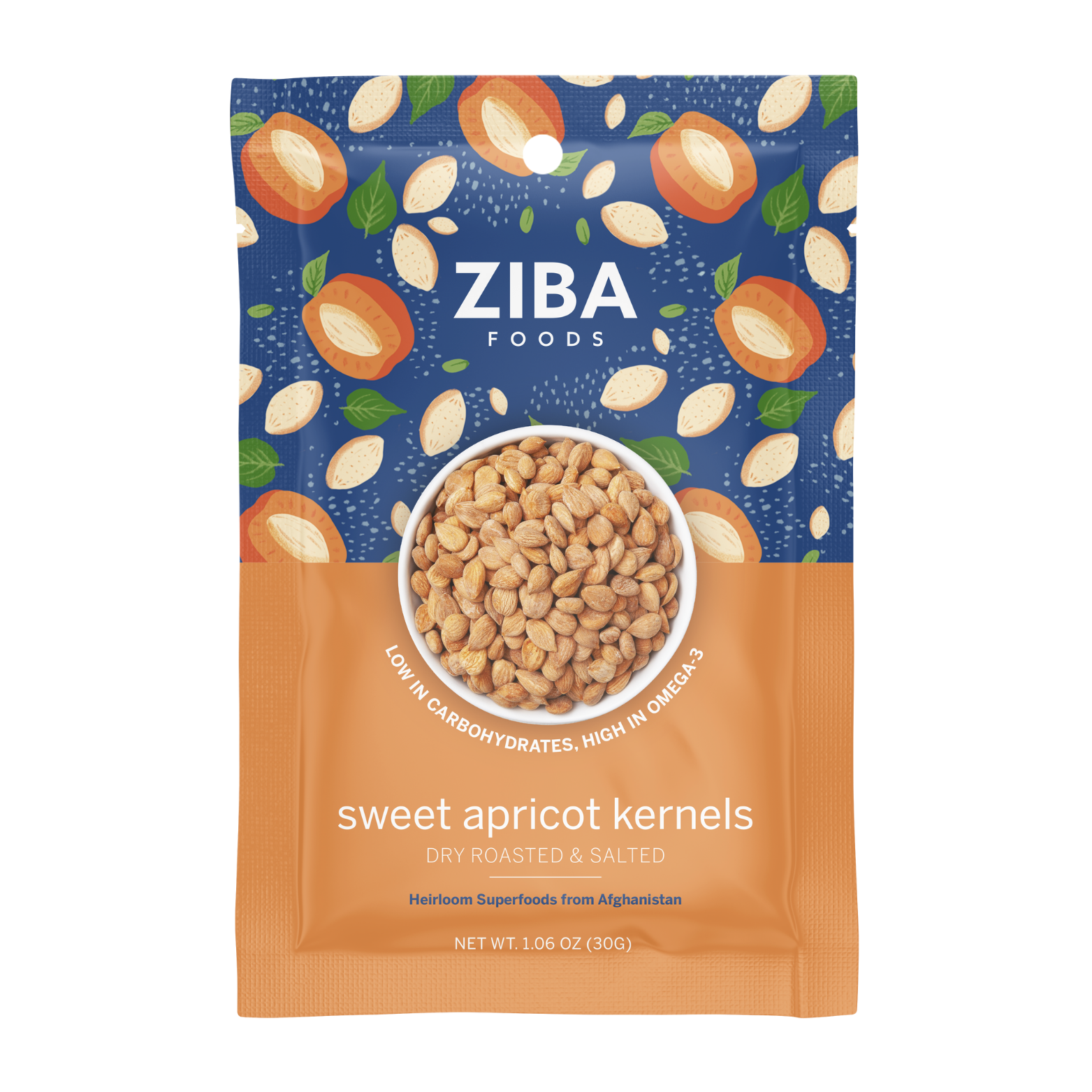Ziba Foods – wholesale Nötter – Söta aprikosfrön (torrrostad och saltad) Vegan 1oz1