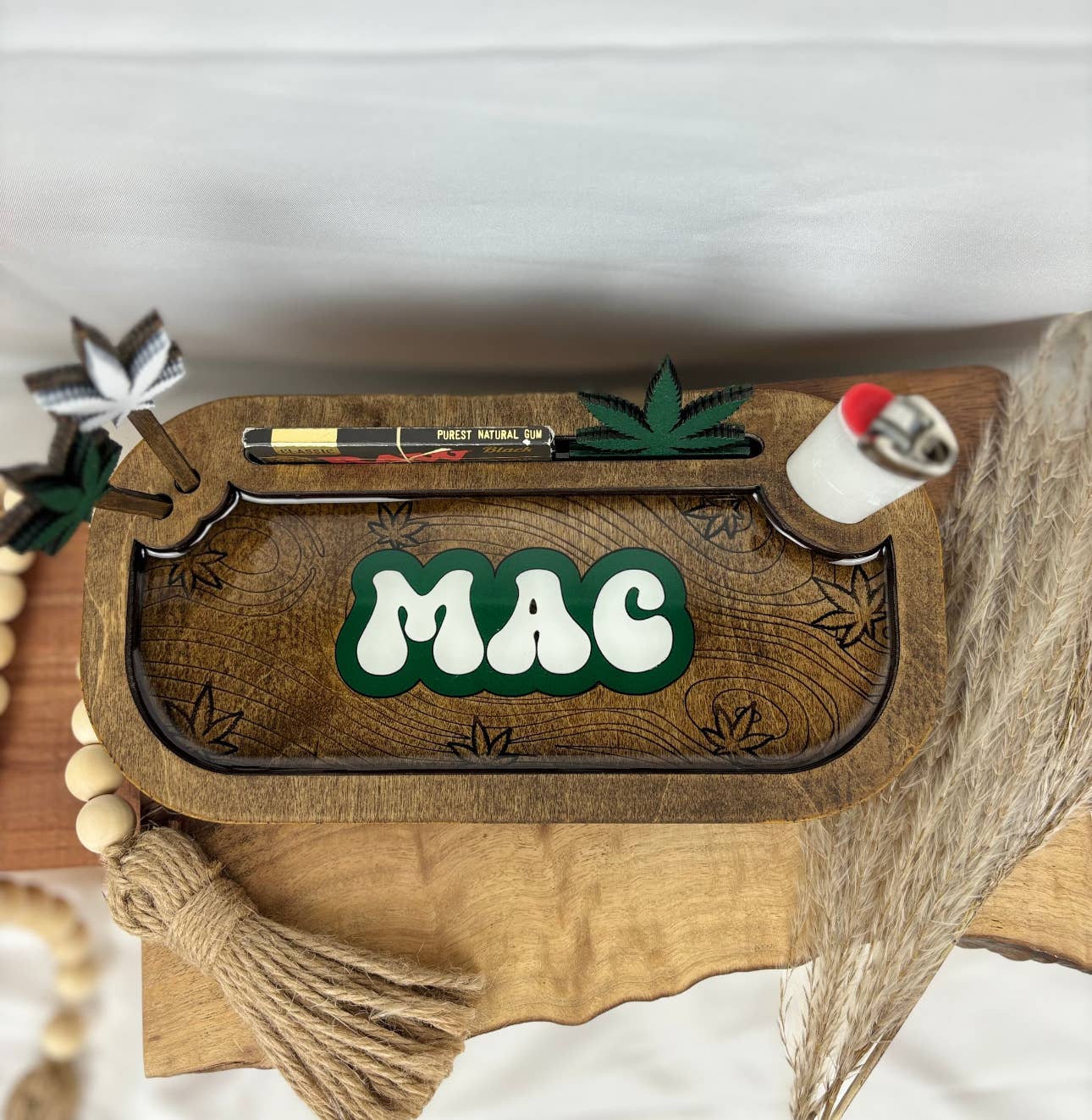 White oak - Wholesale Humidor/Cigar Accessory - Custom Wood rolling tray sets with any words3