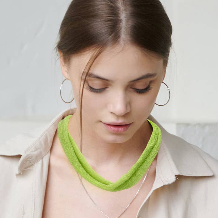 Sensibling Corp. - Wholesale Scarf – Women's - Shiny Fabric Chiffon Scarf Necklace18