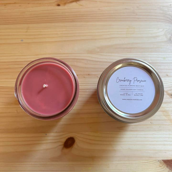 Prosecco aux canneberges - Bougie à la cire de soja - Mason Jar pour la vente par Created Purpose Boutique