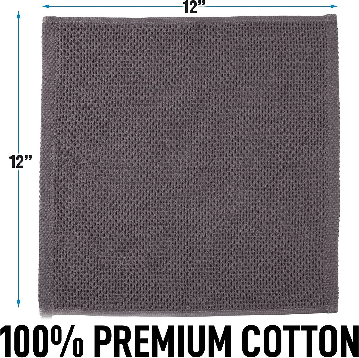 Zulay Kitchen - Vente Torchon - Torchons à vaisselle en tissu gaufré, 12 x 12 pouces (paquet de 3)3