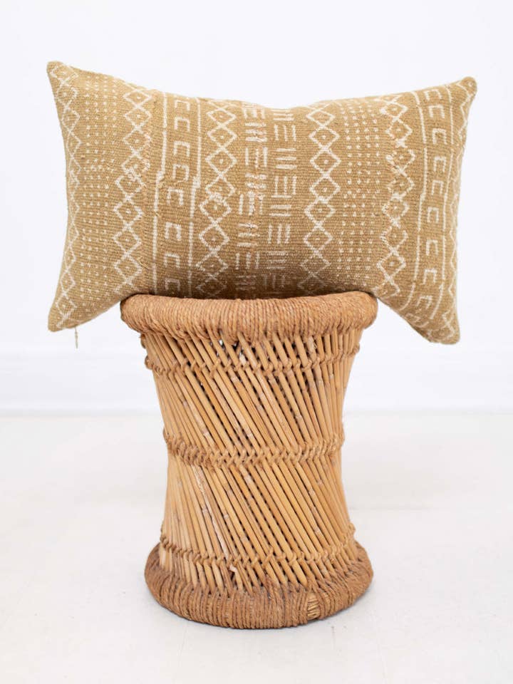 Dark Mustard Mudcloth Small Lumbar Pillow 103 for wholesale by DK Renewal