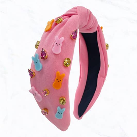 Suzie Q USA - Wholesale Fashion Headband - Women's - Pastel Bunny Gemstone Knot Headband0