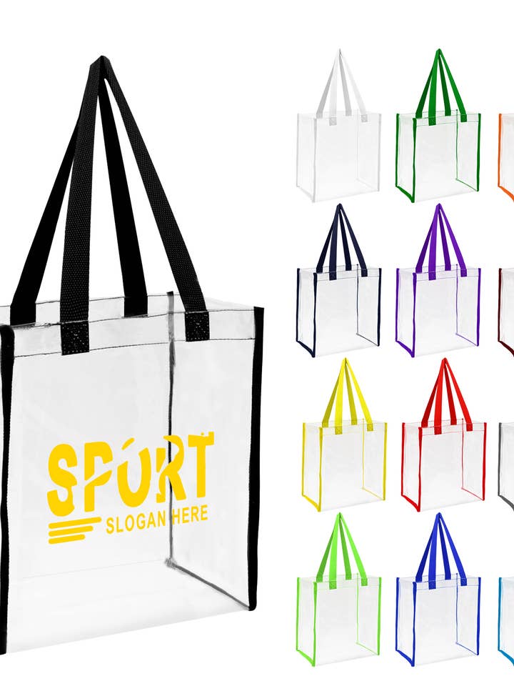 Custom Clear Stadium Tote Bag with Your Logo for wholesale by Total Apparel
