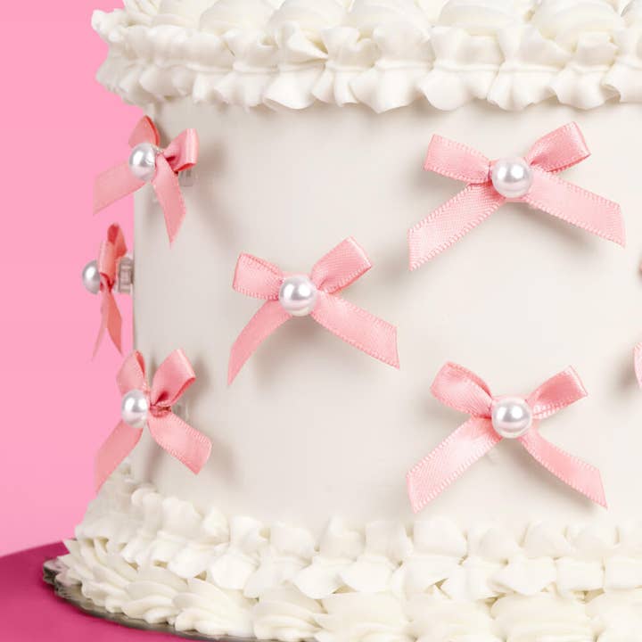 xo, Fetti - Wholesale Cake/Cupcake Topper - Mini Pink Bow Pearl Cake Toppers | Bachelorette Bridal Bday4