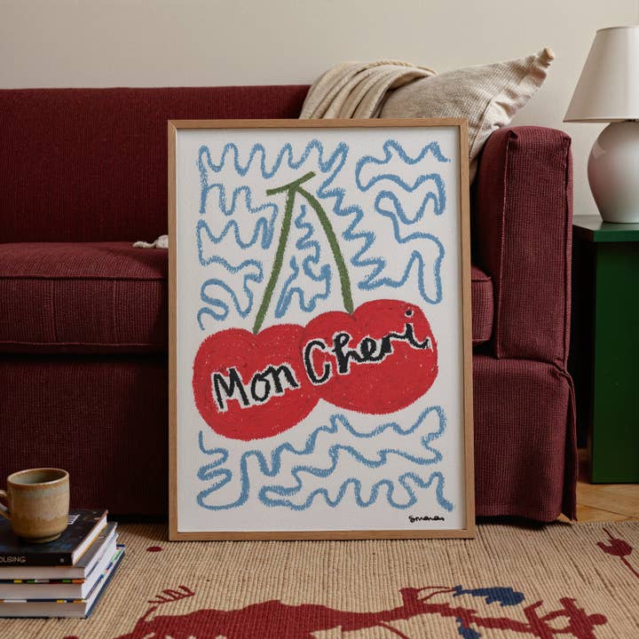 Stampa a pastello ad olio Mon Cheri Cherry per la vendita all'ingrosso da parte di Pink Giraffe Print Co