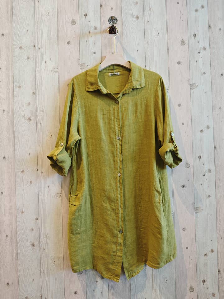 Linen & More – Engroshandel Skjorte med buttondown – til kvinder – REF 89075 kort skjortekjole i 100 % hør12