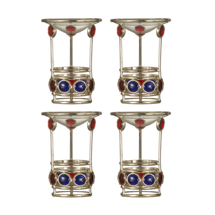 Red Blue Jewel 4-Piece Candle Holder Set for wholesale by Dale Tiffany