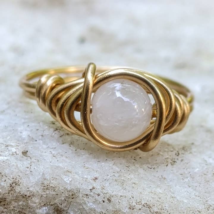 Quartz Ring in Gold Crystal Boho Jewelry Metaphysical for wholesale by Distorted Earth