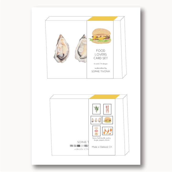 Food Lovers Card Set for wholesale by Sophie Tivona Paper