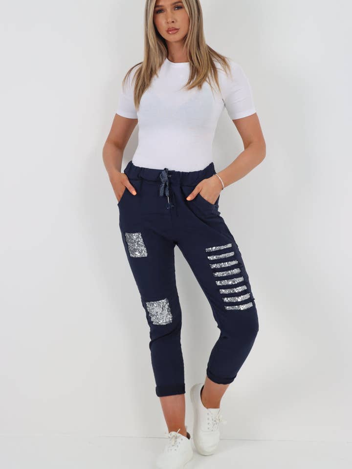 Miss Bold - Wholesale Pants - Women's - Italian Sequin Details Magic Trousers13