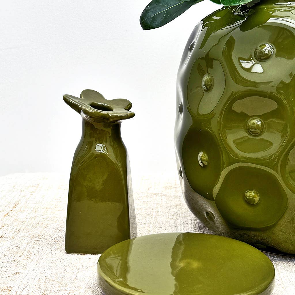 Opjet Paris - Vente Vases - Déco soliflore fleur pm kaki D5,5 H11,5cm2