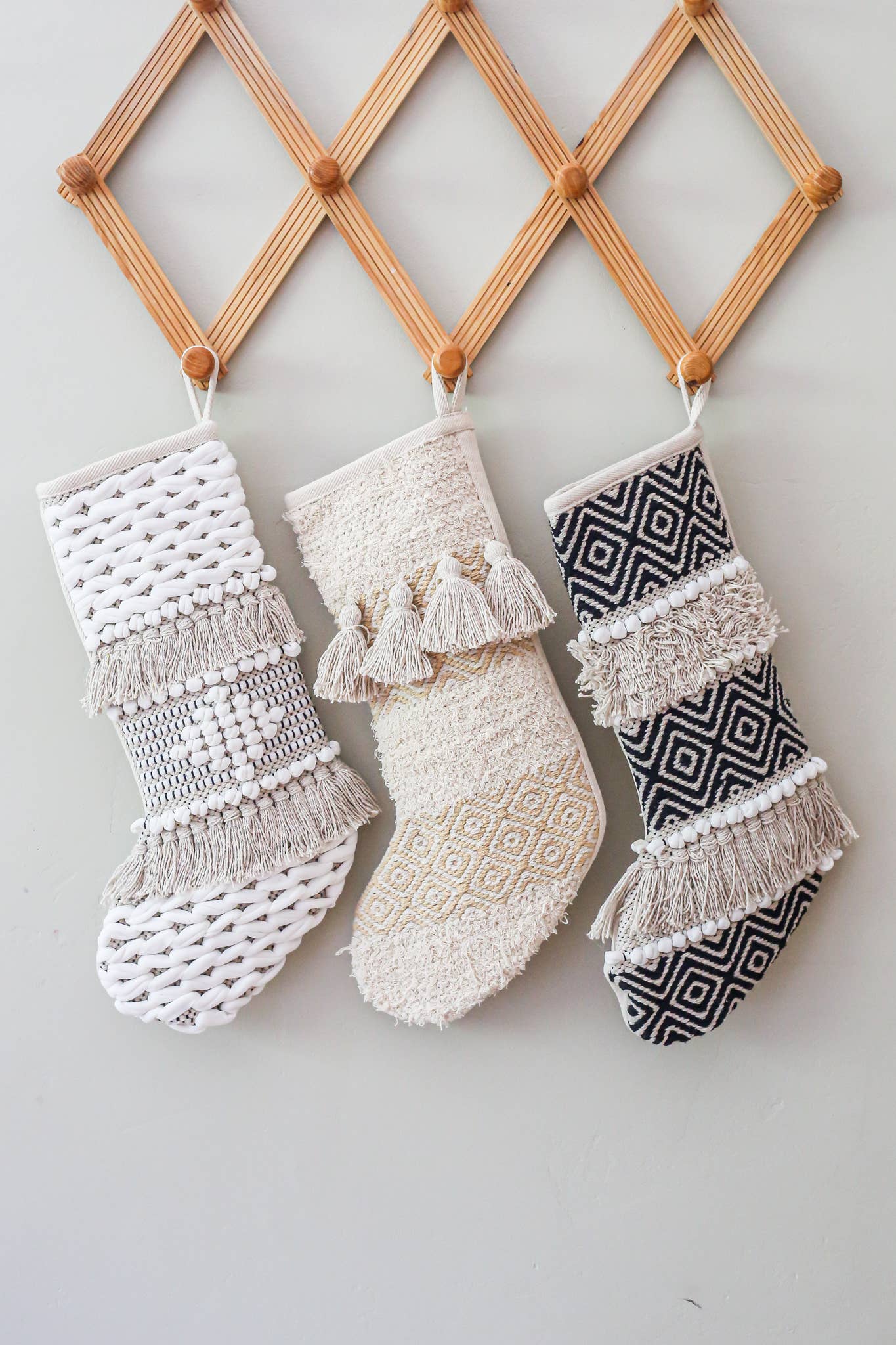 NOEL by Alma Home - Wholesale Holiday Stocking - Geometric Boho Stockings | Set of Four | Bohemian Christmas2