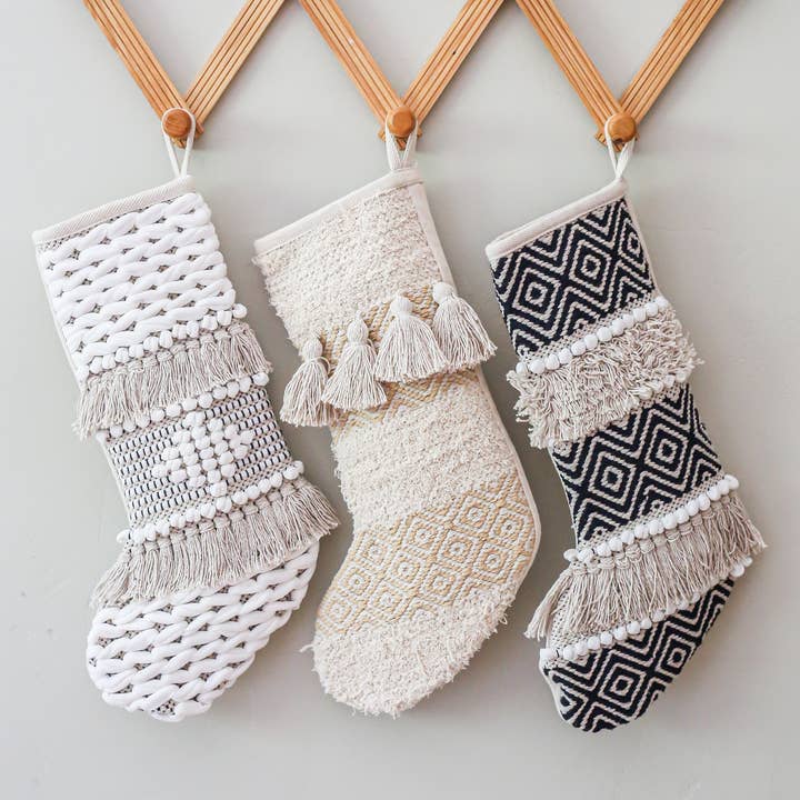 NOEL by Alma Home - Wholesale Holiday Stocking - Geometric Boho Stockings | Set of Four | Bohemian Christmas2