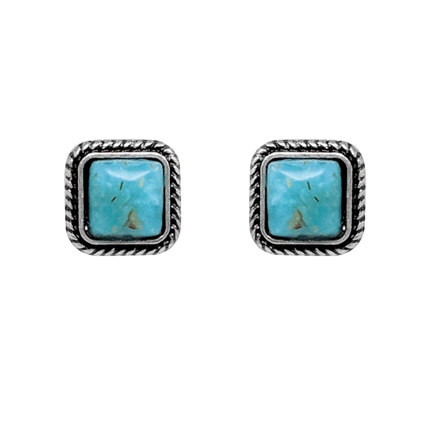 SP Sophia Collection - Wholesale Stud/Post Earrings - Western Navajo Turquoise Square Earrings 4
