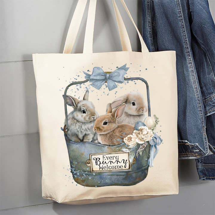 Påske Every Bunny Welcome Farmhouse 12 oz lærredstaske for engroshandel hos Avery Lane Gifts