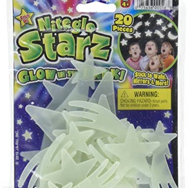 Ja-Ru Nite Glo Stars Moon 1 Per Card for wholesale by Shop The King