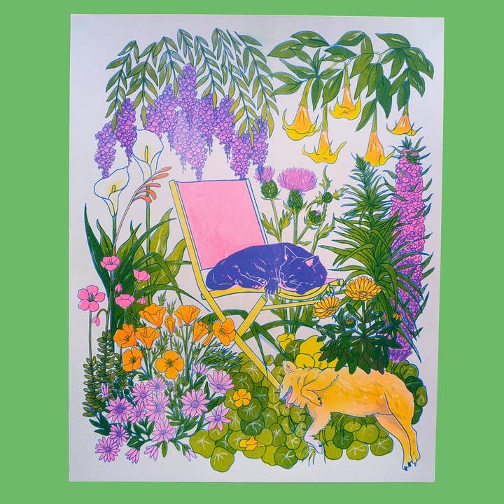 Christina Hu - Wholesale Art Print - California Wildflowers + Friends print | 11"x14" Risograph Print (Copy)
