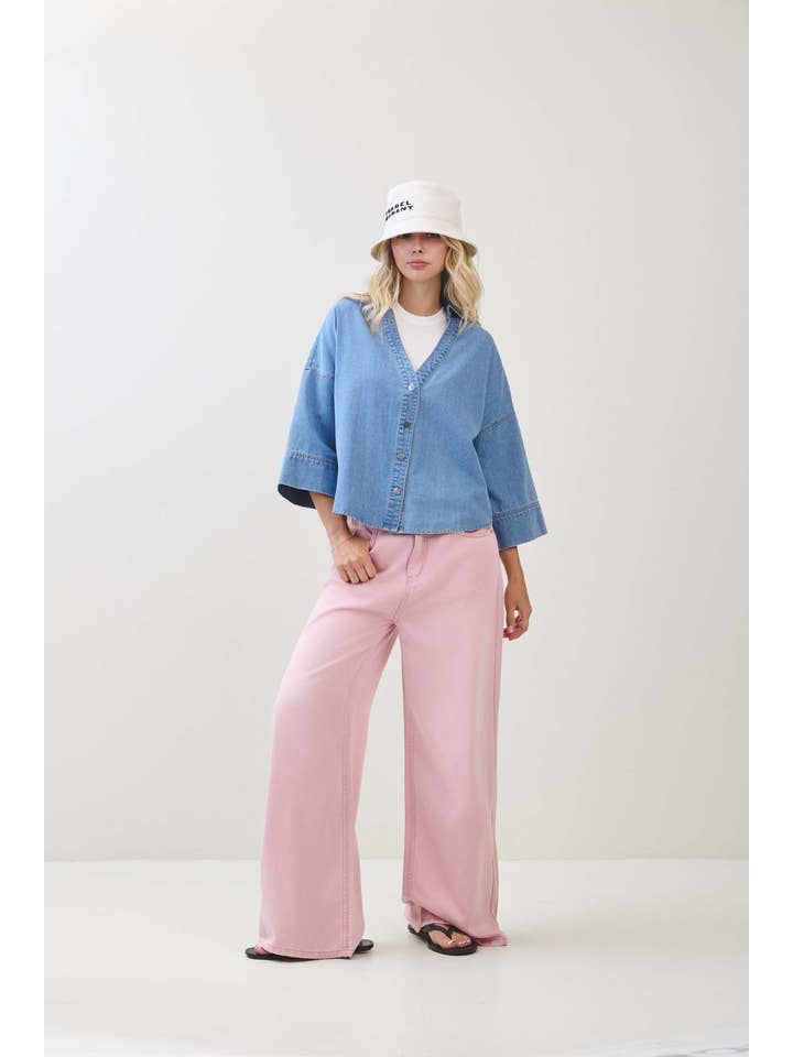 Lyserød TENCEL BUKSER S80598 for engroshandel på Faire7