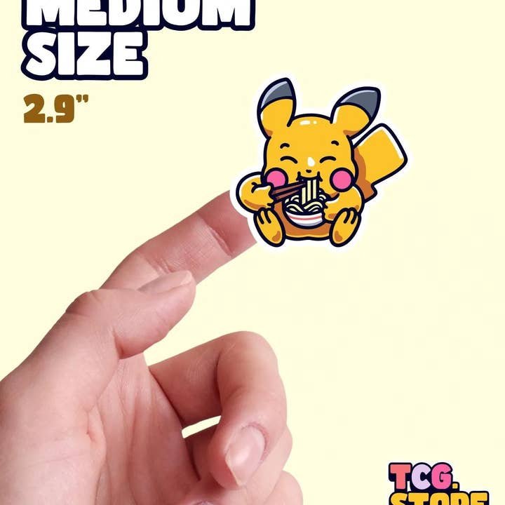 TCG.Store - TCGDOTSTORE - Wholesale Sticker - Pikachu Pokémon Sticker: Eating Ramen1