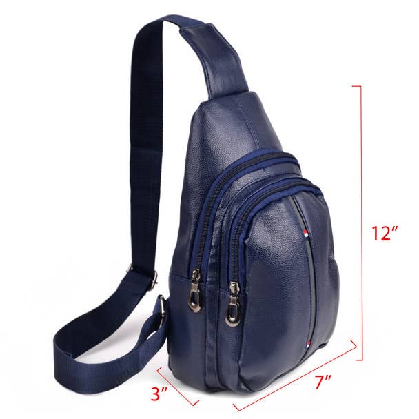 Selini New York - Wholesale Crossbody Bag - Unisex - Navy Leather Sling Bag Backpack with Adjustable Strap2