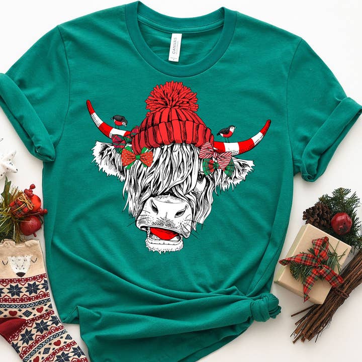 Highland Cow Winter Shirt - Christmas Shirt for wholesale by The Shirt Company