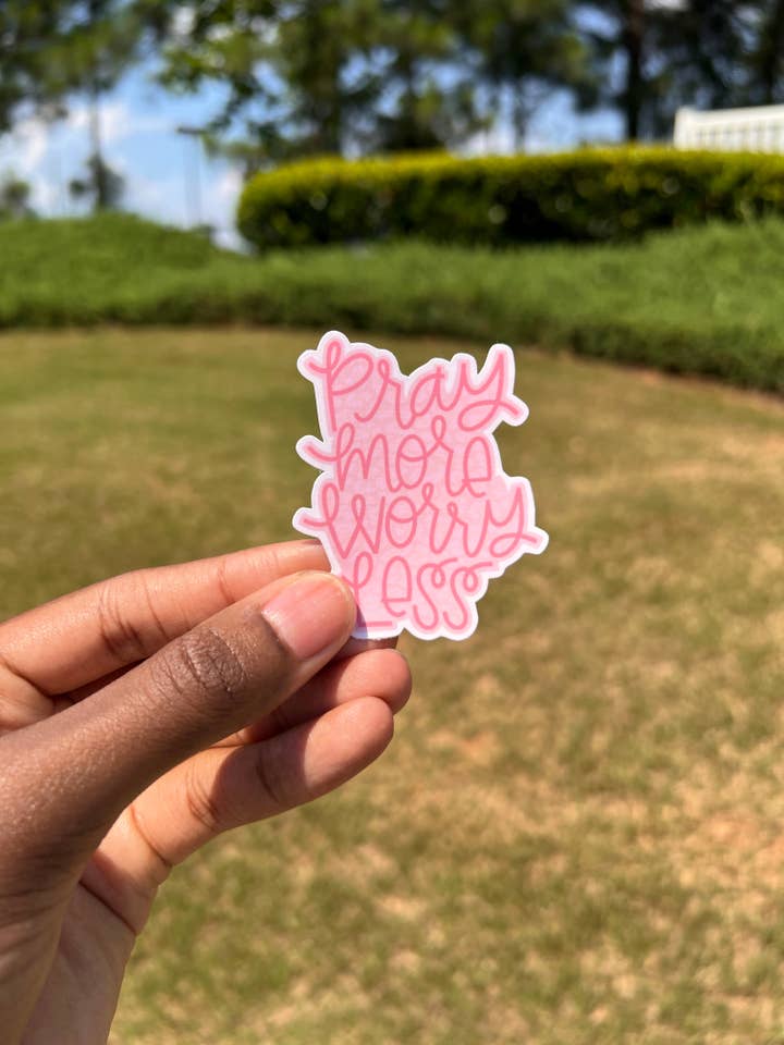 Pray More Worry Less Christian Faith Based Sticker for wholesale by SeasonsBestByResa