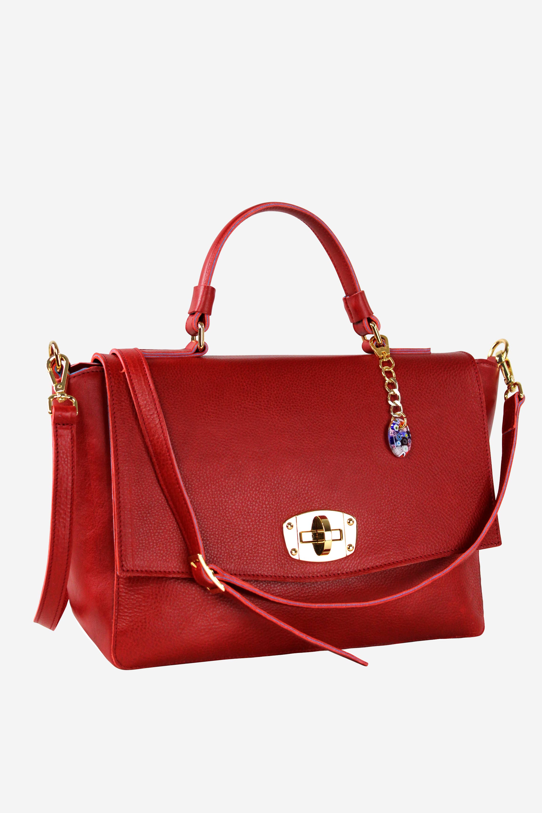 Terrida - Wholesale Top Handle Bag - Women's - Elegant Leather Bag with Murano Glass Pendant1